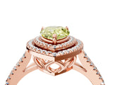 Rose gold Fancy Yellow Pear Cut Diamond Double Halo Ring with Pavé Band and Prong Setting_93