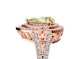 Rose gold Fancy Yellow Pear Cut Diamond Double Halo Ring with Pavé Band and Prong Setting_94