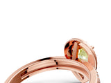 Rose gold Fancy Yellow Pear Cut Diamond Double Halo Ring with Split Shank and Four-Prong Setting