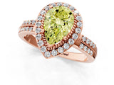 Rose gold Fancy Yellow Pear Cut Diamond Double Halo Ring with Split Shank and Four-Prong Setting_1