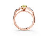 Rose gold Fancy Yellow Pear Cut Diamond Engagement Ring with Baguette Side Stones and Channel Set Band_22