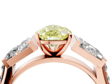 Rose gold Fancy Yellow Pear Cut Diamond Engagement Ring with Baguette Side Stones and Channel Set Band_23