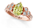 Rose gold Fancy Yellow Pear  Cut Diamond Engagement Ring with Bezel Set Round Side Stones and Prong Setting_49