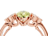 Rose gold Fancy Yellow Pear  Cut Diamond Engagement Ring with Bezel Set Round Side Stones and Prong Setting_52