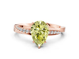 Rose gold Fancy Yellow Pear Cut Diamond Engagement Ring with Side Stone Accents and Four-Prong Setting_12