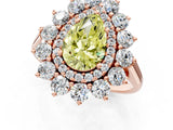 Rose gold Fancy Yellow Pear Cut Diamond Floral Double Halo Engagement Ring with Prong Setting_25