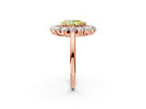 Rose gold Fancy Yellow Pear Cut Diamond Floral Double Halo Engagement Ring with Prong Setting_26