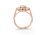 Rose gold Fancy Yellow Pear Cut Diamond Floral Double Halo Engagement Ring with Prong Setting_27