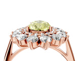Rose gold Fancy Yellow Pear Cut Diamond Floral Double Halo Engagement Ring with Prong Setting_28