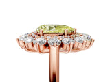 Rose gold Fancy Yellow Pear Cut Diamond Floral Double Halo Engagement Ring with Prong Setting_29