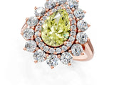 Rose gold Fancy Yellow Pear Cut Diamond Floral Double Halo Engagement Ring with Prong Setting_61