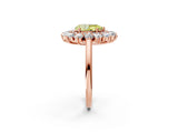 Rose gold Fancy Yellow Pear Cut Diamond Floral Double Halo Engagement Ring with Prong Setting_62