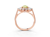 Rose gold Fancy Yellow Pear Cut Diamond Floral Double Halo Engagement Ring with Prong Setting_63