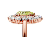 Rose gold Fancy Yellow Pear Cut Diamond Floral Double Halo Engagement Ring with Prong Setting_65