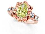 Rose gold Fancy Yellow Pear  Cut Diamond Floral Halo Engagement Ring with Shared Prong Setting 2