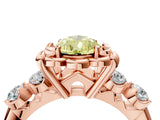 Rose gold Fancy Yellow Pear  Cut Diamond Floral Halo Engagement Ring with Shared Prong Setting 5