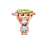 Rose gold Fancy Yellow Pear  Cut Diamond Floral Halo Engagement Ring with Shared Prong Setting
