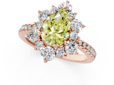 Rose gold Fancy Yellow Pear  Cut Diamond Floral Halo Pave Band with Prong Setting_38