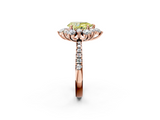Rose gold Fancy Yellow Pear  Cut Diamond Floral Halo Pave Band with Prong Setting_39