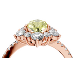 Rose gold Fancy Yellow Pear  Cut Diamond Floral Halo Pave Band with Prong Setting_41