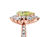 Rose gold Fancy Yellow Pear  Cut Diamond Floral Halo Pave Band with Prong Setting_42