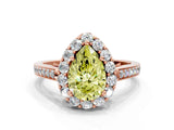 Rose gold Fancy Yellow Pear Cut Diamond Floral Halo Ring with Pavé Band and Prong Setting_3
