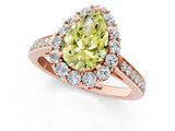 Rose gold Fancy Yellow Pear Cut Diamond Floral Halo Ring with Pavé Band and Prong Setting_4