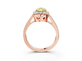 Rose gold Fancy Yellow Pear Cut Diamond Floral Halo Ring with Pavé Band and Prong Setting_6