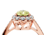 Rose gold Fancy Yellow Pear Cut Diamond Floral Halo Ring with Pavé Band and Prong Setting_7