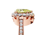 Rose gold Fancy Yellow Pear Cut Diamond Floral Halo Ring with Pavé Band and Prong Setting_8
