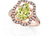 Rose gold Fancy Yellow Pear Cut Diamond Floral Halo Split Shank Prong Setting Ring_13