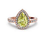Rose gold Fancy Yellow Pear Cut Diamond Halo Engagement Ring with Pavé Band and Prong Setting_27