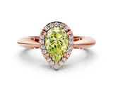 Rose gold Fancy Yellow Pear  Cut Diamond Halo Engagement Ring with Split Shank and Four-Prong Setting_90