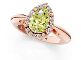 Rose gold Fancy Yellow Pear  Cut Diamond Halo Engagement Ring with Split Shank and Four-Prong Setting_91