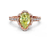 Rose gold Fancy Yellow Pear Cut Diamond Halo Pave Band with Four-Prong Setting_3