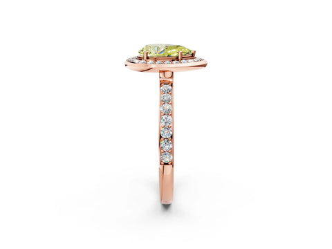 Rose gold Fancy Yellow Pear Cut Diamond Halo Ring with Bezel Frame and Pavé Band_2