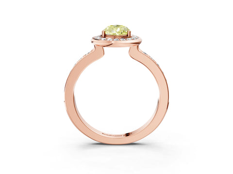 Rose gold Fancy Yellow Pear Cut Diamond Halo Ring with Bezel Frame and Pavé Band_3