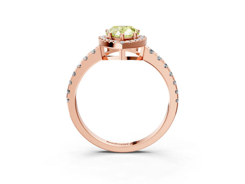 Rose gold Fancy Yellow Pear Cut Diamond Halo Ring with Pavé Band and Four-Prong Setting_3