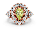 Rose gold Fancy Yellow Pear Cut Diamond Halo Ring with Pavé Band and Four-Prong Setting_49
