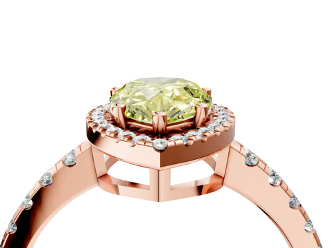Rose gold Fancy Yellow Pear Cut Diamond Halo Ring with Pavé Band and Four-Prong Setting_4