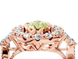 Rose gold Fancy Yellow Pear Cut Diamond Halo Ring with Pavé Band and Four-Prong Setting_53