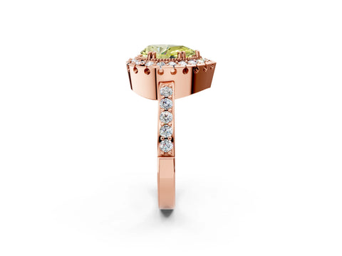Rose gold Fancy Yellow Pear Cut Diamond Halo Ring with Pavé Band and Prong Setting_2