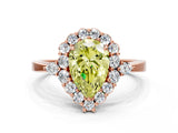 Rose gold Fancy Yellow Pear Cut Diamond Halo Ring with Pear Side Stones and Prong Setting_62