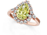 Rose gold Fancy Yellow Pear Cut Diamond Halo Ring with Pear Side Stones and Prong Setting_63