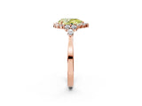 Rose gold Fancy Yellow Pear Cut Diamond Halo Ring with Pear Side Stones and Prong Setting_64