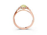 Rose gold Fancy Yellow Pear Cut Diamond Halo Ring with Pear Side Stones and Prong Setting_65