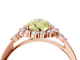 Rose gold Fancy Yellow Pear Cut Diamond Halo Ring with Pear Side Stones and Prong Setting_66