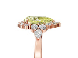 Rose gold Fancy Yellow Pear Cut Diamond Halo Ring with Pear Side Stones and Prong Setting_67