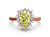 Rose gold Fancy Yellow Pear  Cut Diamond Halo Ring with Round Brilliant Halo and Solitaire Band_100
