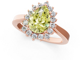 Rose gold Fancy Yellow Pear  Cut Diamond Halo Ring with Round Brilliant Halo and Solitaire Band_101